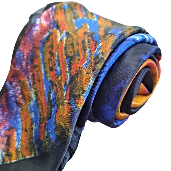 💖 2/$30 Square Satin abstract art oil painting Hair neck or purse Scarf New - Picture 13 of 16